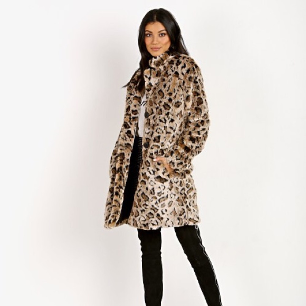 Faux fur leopard print coat - BB Dakota - size S